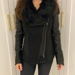 Beautiful warm and stylish fur and leather jacket